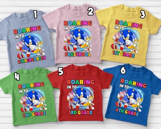 Sonic Back To School Shirt, Kindergarten, Pre-K, First Day Of School Shirt, Sonic Shirt, Sonic Group, Roaring in to Kindergarten Tee