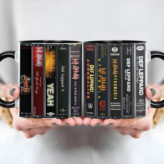 Leppard Albums Cassette Retro Collection Accent Mug