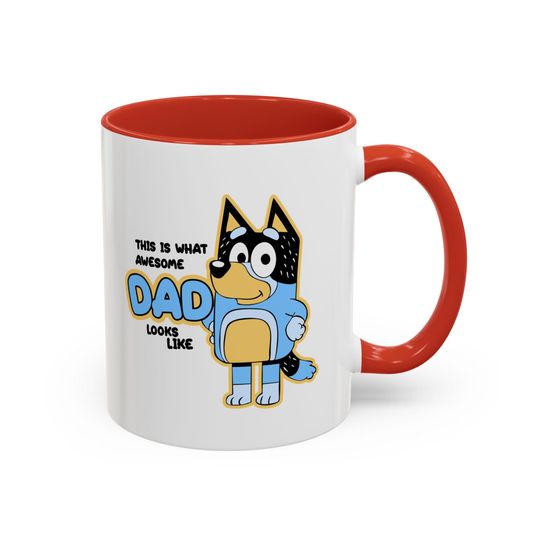 Awesome Dad Coffee Mug, Funny Gift for Fathers Day, Dad Appreciation Gift, Cute Illustration, Black Handle Mug,BlueyDad coffee mug,BlueyDad mug
