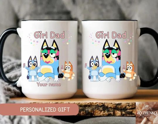 Personalized BlueyDad Mug, Girl Dad Mug, Custom BlueyDad Mug,  BlueyDad Dad Bandit, BlueyDad Mug for Dad, Fathers Day Gift, Father's day, Gift for Daddy