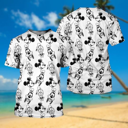 Mickey And Friends 3D Shirt, Disney Cartoon Tropical Tee, Family Matching Tee Shirt, Magic Kingdom Shirt For Men Women