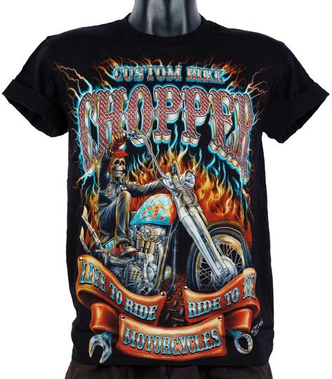 T-shirt 3D Rock Chang Original Custom Bike Chopper 3D-172 Glow in the Dark Unisex