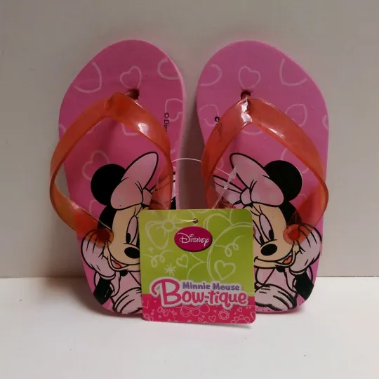 Summer Flip Flops Beach Sandals Disney Minnie Mouse Pink Size 5/6 NEW