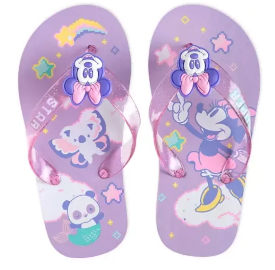 Disney Minnie Mouse Kids Flip Flops Rubber Sandals Purple Pink Pick Size NWT