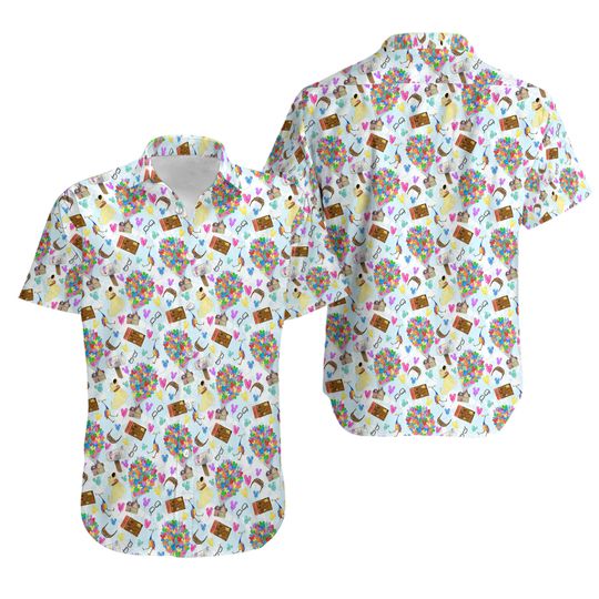 Pixar UP Icons - Theme Park Inspired Men's Button Down Short-Sleeved Shirt