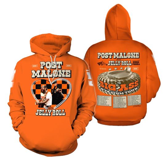 Post Malone With Jelly Roll 2025 Tour Hoodie 3D