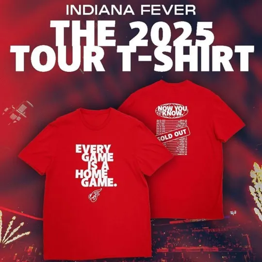 Indiana Fever Tour Red Double Sided T-Shirt All Sizes