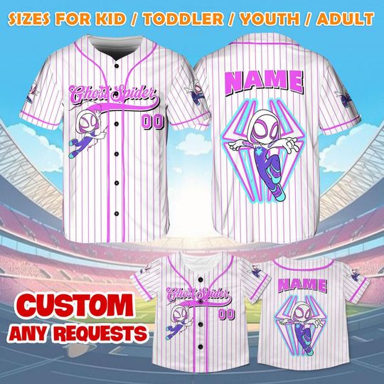 Ghost Spider Jersey Shirt, Spidey and His Amazing Friends Baseball Jersey, Marvel Ghost Spider Cosplay, Spider Man Birthday Jersey