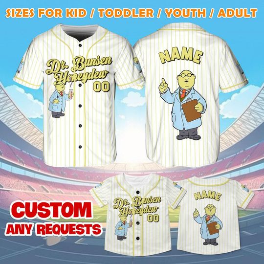 Dr Bunsen Honeydew Jersey Shirt, Disney Muppets Baseball Jersey, Bunsen Honeydew Cosplay, Magic Kingdom Shirt, Disney Trip Shirt