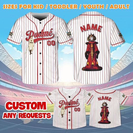 Padme Amidala Jersey Shirt, Disney Star Wars Baseball Jersey, Padme Amidala Queen Cosplay, Star Wars Family Shirts, Disney Trip Shirt