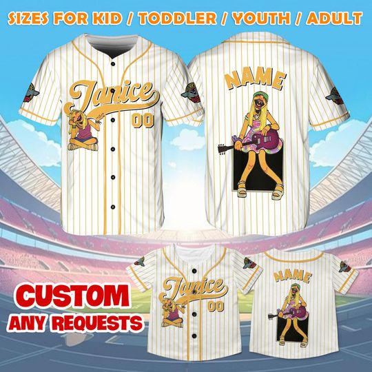 The Electric Mayhem Janice Jersey Shirt, Disney Muppets Baseball Jersey, Muppets Janice Cosplay, Disney World Shirt, The Muppets Show