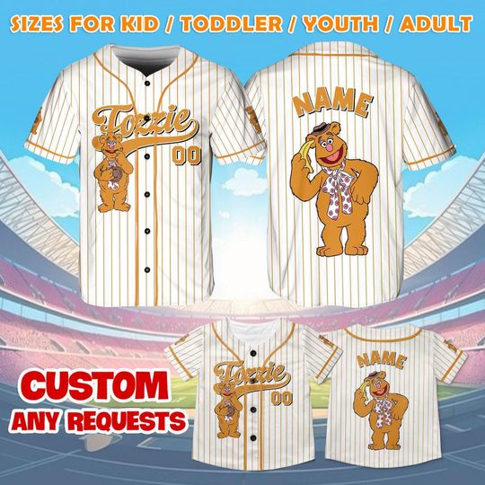 Fozzie Bear Jersey Shirt, Disney Muppets Baseball Jersey, Fozzie Cosplay, Wocka Wocka Shirt, Disney Family Shirts, Disney World Shirt
