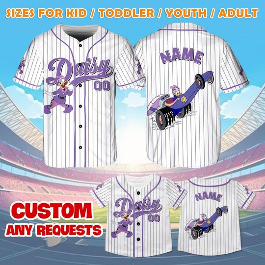 Daisy Duck Roadster Racers Jersey Shirt, Mickey and the Roadster Racers Baseball Jersey, Daisy Duck Cosplay, Disney Family Shirts
