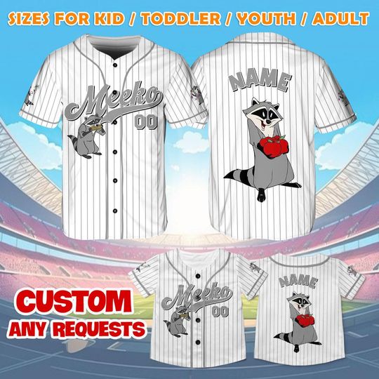 Pocahontas Meeko Jersey Shirt, Disney Pocahontas Baseball Jersey, Meeko Raccoon Cosplay, Magic Kingdom Shirt, Disney Family Shirts