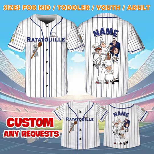 Ratatouille Jersey Shirt, Disney Ratatouille Baseball Jersey, Pixar Ratatouille Cosplay, Magic Kingdom Shirt, Disney Family Shirts