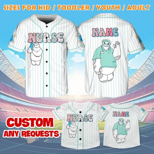 Disney Baymax Nurse Jersey Shirt, Disney Nurse Squad Baseball Jersey, Big Hero Baymax Cosplay, Disney Trip Shirt, Disney World Shirt