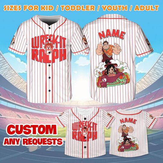Wreck It Ralph Jersey, Disney Wreck It Ralph Family Jerseys, Disney Baseball Jersey Shirt, Disney Family Shirts, Disney World Shirt