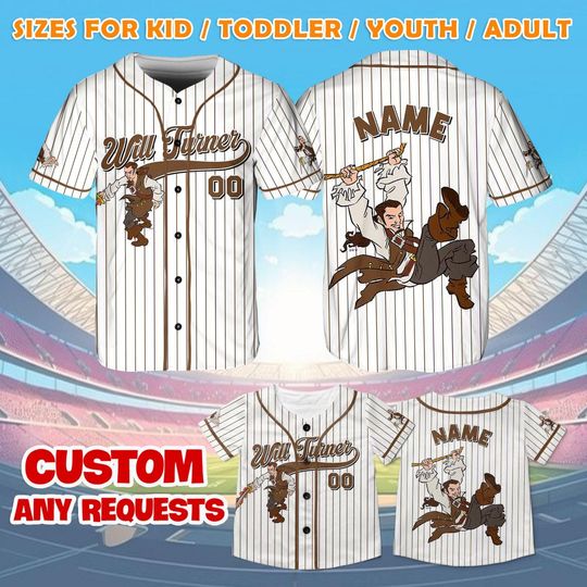 Will Turner Jersey Shirt, Disney Pirates of the Caribbean Baseball Jersey, Will Turner Cosplay, Disney World Shirt, Disney Trip Shirt