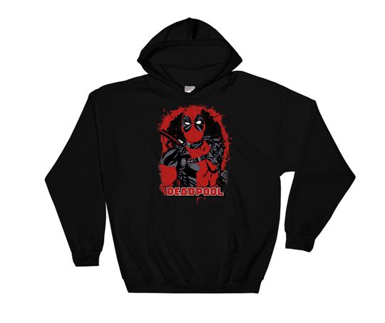 Marvel Deadpool Paint Splatted Super Hero Graphic Hoodie