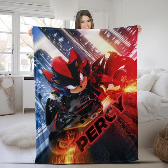 Custom Sonic Shadow Blanket/Personalized Cartoon Hedgehog Minky Sherpa Blanket/Custom Blanket/Sonic Blanket/Birthday Blanket