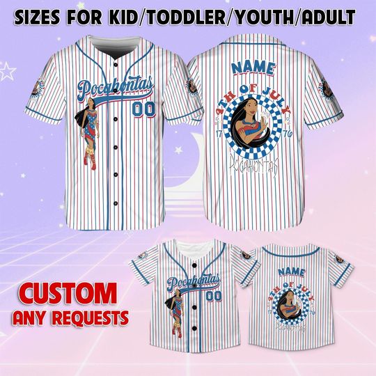Pocahontas Princess 4th Of July Jersey, Disney Pocahontas Freedom Day Jersey, Pocahontas Princess Patriotic Jersey, Disney Shirt