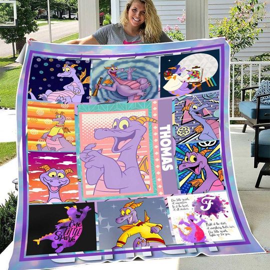 Personalized Figment Dragon Blanket, Dragon Figment Lovers Blanket, Purple Dragon Gift For Birthday