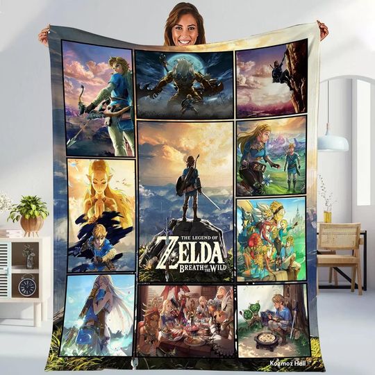 The Legend of Zelda Blanket, Custom Name Fleece Blanket, Gift For Gamer, Birthday Gifts