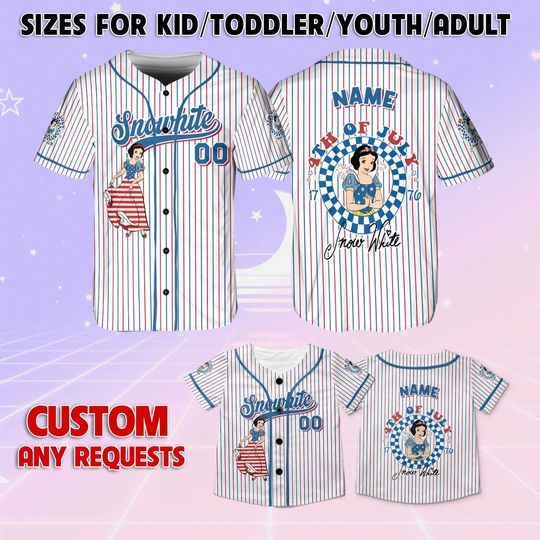 Snow White Princess 4th Of July Jersey, Disney Snow White Freedom Day Jersey, Snow White Patriotic Jersey, Disney Snow White & 7 Dwafs Shirt