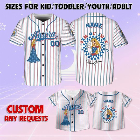 Aurora Princess 4th Of July Jersey, Disney Aurora Freedom Day Jersey, Aurora Princess Patriotic Jersey, Disney Sleeping Beauty Shirt