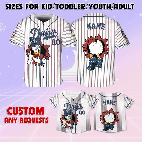 Discover Mickey and Friends Daisy 4th Of July Jersey, Disney Mickey and Friends Patriotic Jersey, Custom Disneyland Jersey, Disney 4th of July Shirt