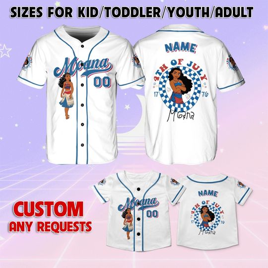 Moana Princess 4th Of July Jersey, Disney Moana Princess Independence Day Jersey, Disney Patriotic Jersey, Disney Family Trip Shirt