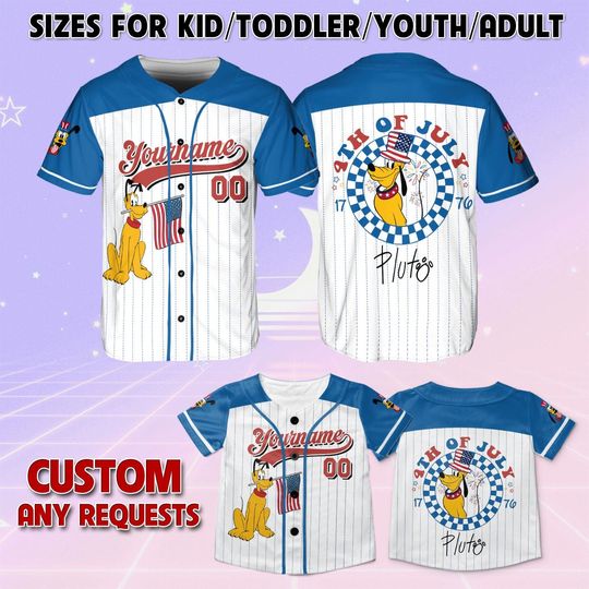 Disney Pluto Mickey and Friends 4th Of July Jersey, Disneyland Pluto 4th Of July Shirt, Disney Mickey and Friends Jersey, Disney Trip Shirt