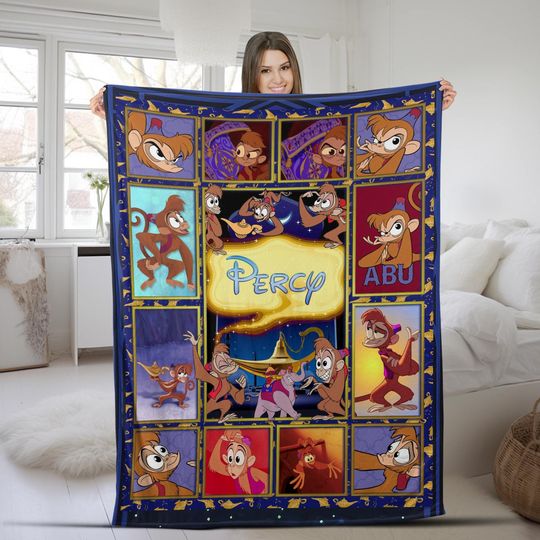 Aladdin Abu Blanket Aladdin Magic Blanket Genie Princess Jasmine Blanket Magic Kingdom Fleece Blanket For Bed Couch Sofa Blanket Gifts