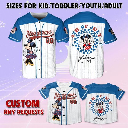 Disney Minnie Mickey and Friends 4th Of July Jersey, Disneyland Minnie 4th Of July Shirt, Disney Mickey and Friends Jersey,Disney Trip Shirt