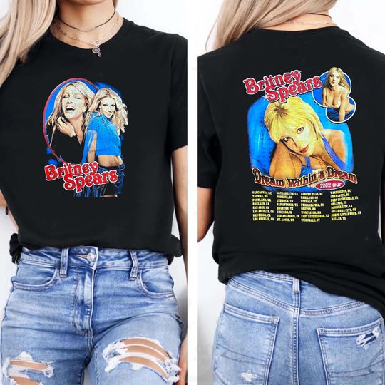 Britney Spears 2002 Vintage Double Sided Tour T-Shirt