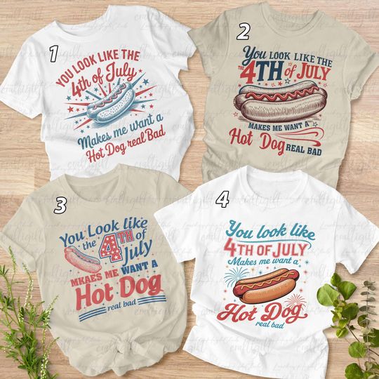 Vintage You Look Like 4th Of July Shirt, Hot Dog Real Bad Patriotic Shirt, America Freedom Family Trip Shirt, Hot Dog Fourth Of July Shirt