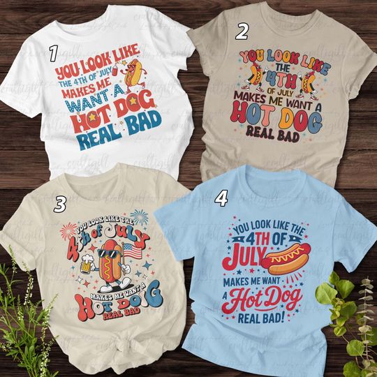 Cute Hot Dog Real Bad Freedom Shirt, You Look Like 4th Of July Shirt, Fourth Of July Patriotic Family Matching, America Land Of Free Shirt