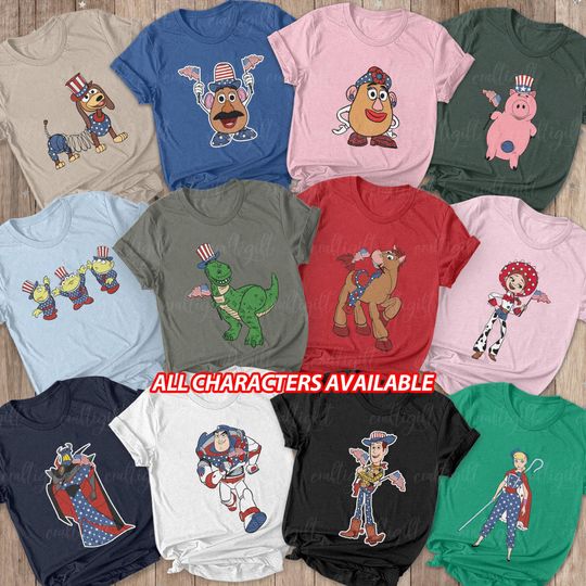 Toy Story Characters 4th July Shirt, Disney Toy Story Fourth July Shirt, Buzz Woody Patriotic Friends Shirt, Epccot USA Family Shirt