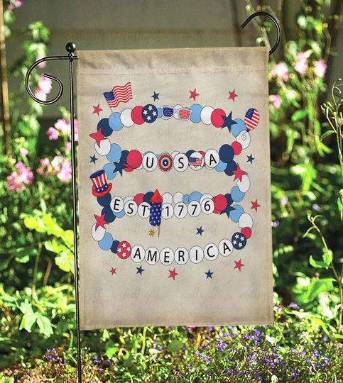 Red White Blue Patriotic Bracelets Flag, Patriotic Independence Day Gift Flag, Trendy Usa Celebration Flag, Freedom Usa Garden Flag