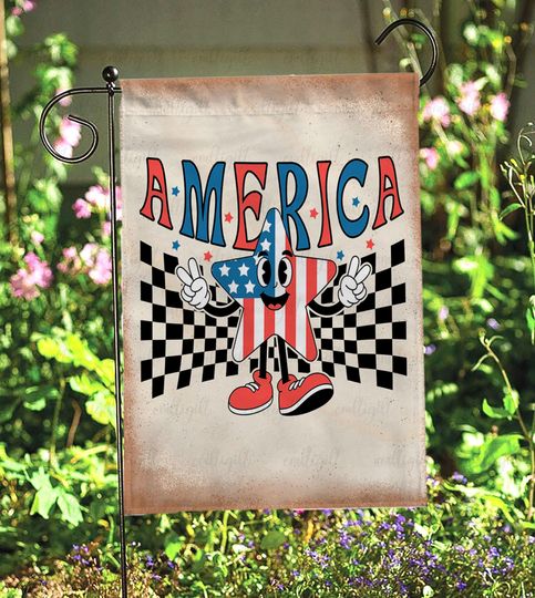 America Stars And Stripes Checkered Flag, Welcome Western Boots & Bows Flag, America Land Of The Free Flag, Freedom Usa Garden Flag