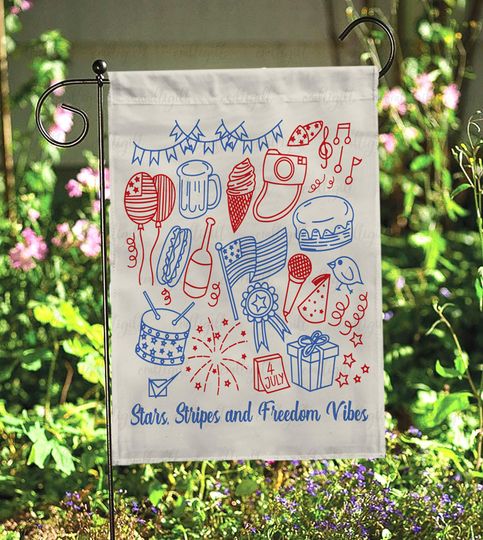 Stars Stripes And Freedom Vibes Flag, Feral But Free Patriotic Flag, Flower Usa 4Th Of July Decor Flag, America Land Of The Free Flag