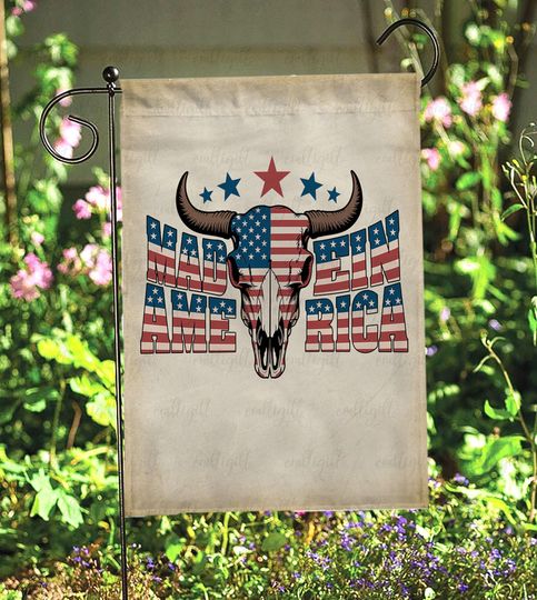 Made In America Garden Flag, Retro People Like To Party Flag, Stars Stripes Usa Decoration Flag, Floral Patriotic Coquette Usa Flag