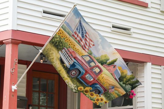 Water Color Patriotic House Flag, Spring House Flag, Summer House Flag,Entry Flag,Yard Decor,Housewarming Gift,4th of July Flag