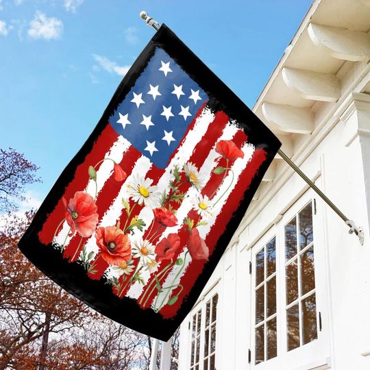 Happy 4th of July House Flag Patriotic Red White Blue Happy Birthday USA America Farmhouse Yard Outdoor Decor