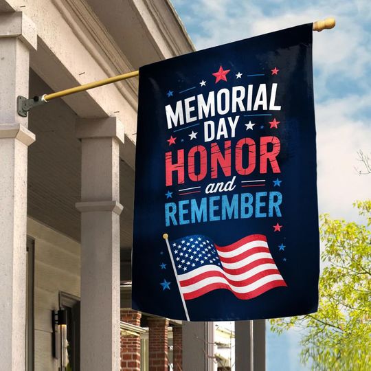 Memorial Day Honor The Flag, Memorial Military House Flag, American Flag, Military Veteran Flag, Military Home Decoration Outdoor