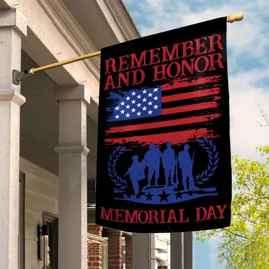 Memorial Day Honor The Fallen Flag, Memorial Military House Flag, American Flag, Military Veteran Flag, Military Home Decoration