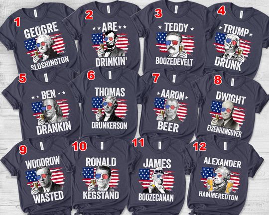 4th Of July Drinking Presidents Shirt, U.S. President American Flag, Drunk Presidents Shirt, President Drinking Shirt