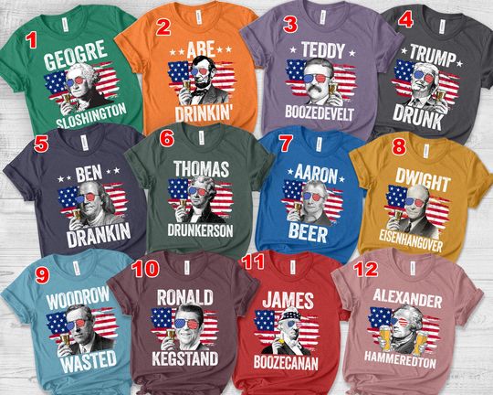 4th Of July Drinking Presidents Shirt, U.S. President American Flag, Drunk Presidents Shirt, President Drinking Shirt