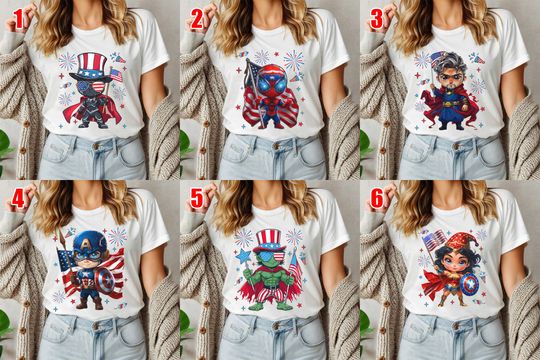 Superhero 4th Of July Tee, Marvel Avengers Characters Independence Day Matching Tee, 4th Of July Kids Tee, Superhero Disney Trip Tee