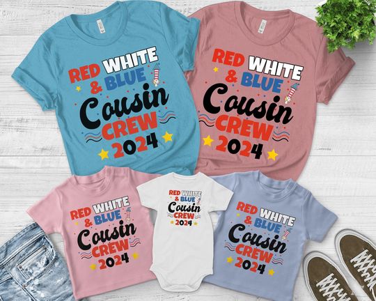 Red White and Blue Cousin Crew 2025 Shirt,4th of July Cousin Crew Shirt,Matching Cousins Tee, 4th Of July Shirt, Independence Day Tee